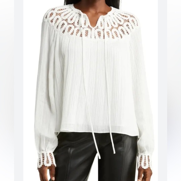 Simkhai Jonathan Simkhai long-sleeve blouse crocheted size S - Picture 1 of 4